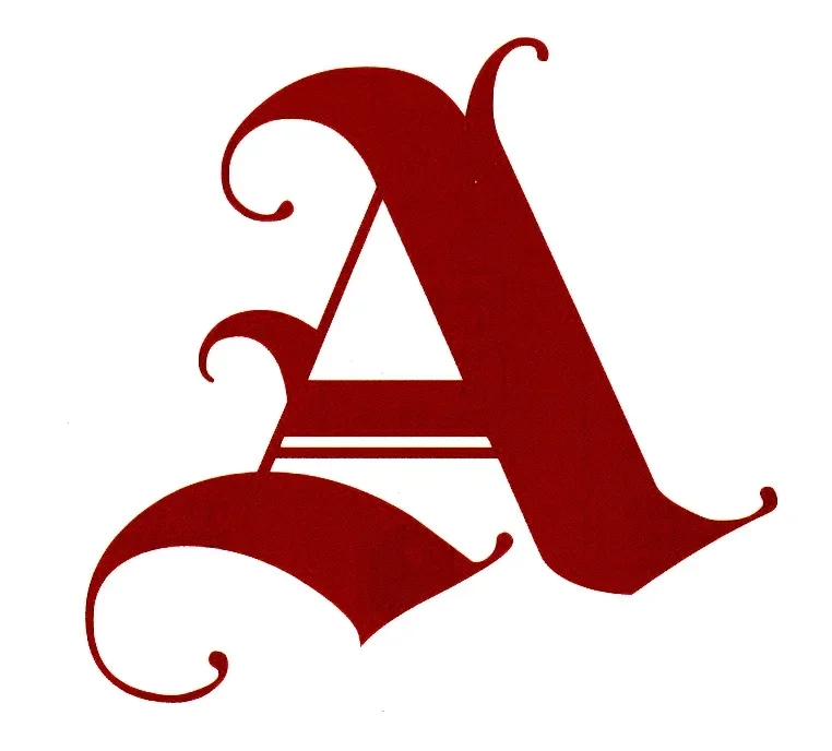 Red blackletter capital A